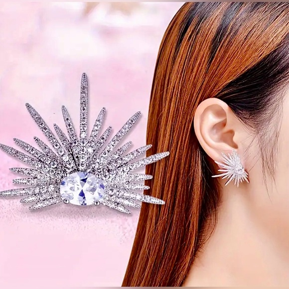 ✨ Stunning Zircon Winged Stud Earrings - Picture 7 of 10